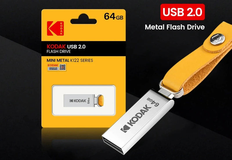 Pendrive Kodak 64Gb usb 2.0 em Metal com acabamento em couro premium