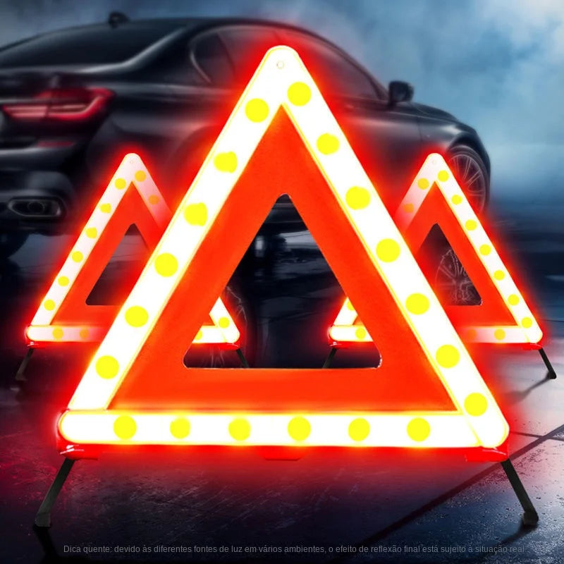 Triângulo Refletor automotivo de alta brilho dobrável com ampla iluminação