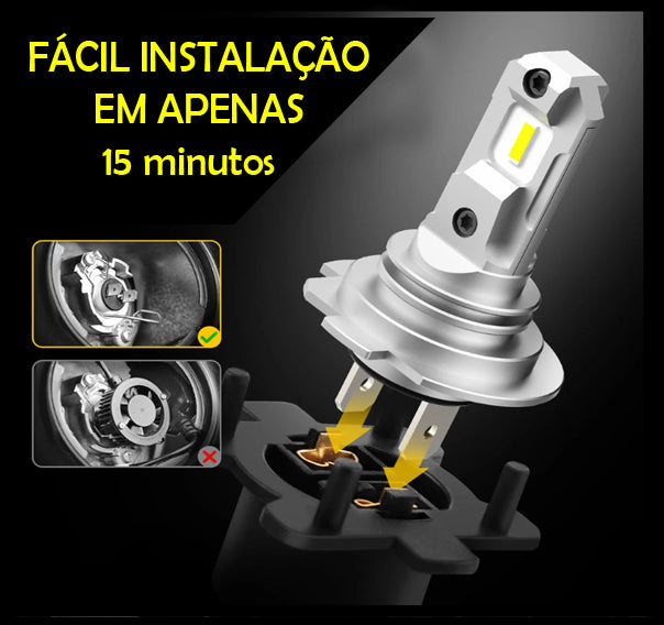 Lâmpada LED H7 Automotiva AUXITO pacote com 2Pcs e potência 60W - 6500K - DC12V