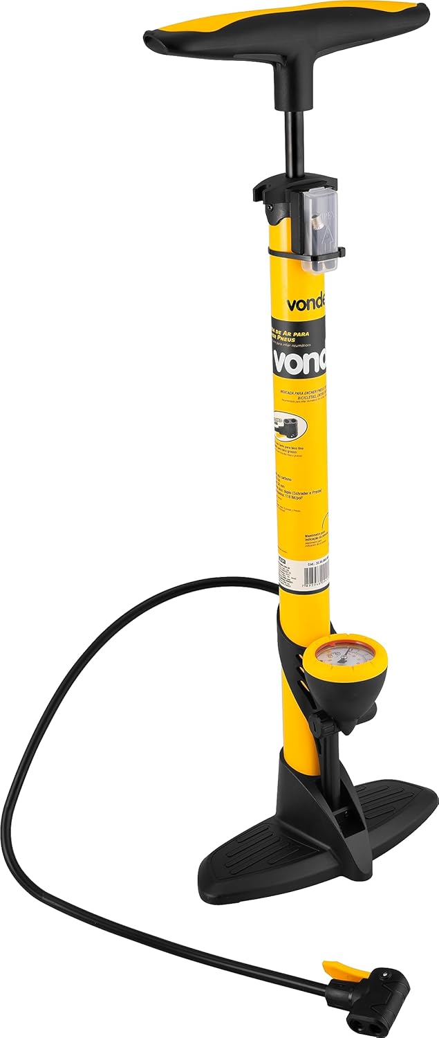 Bomba Para Encher Pneus Reforçada Com Manômetro Indica Pressão 60 cm VONDER