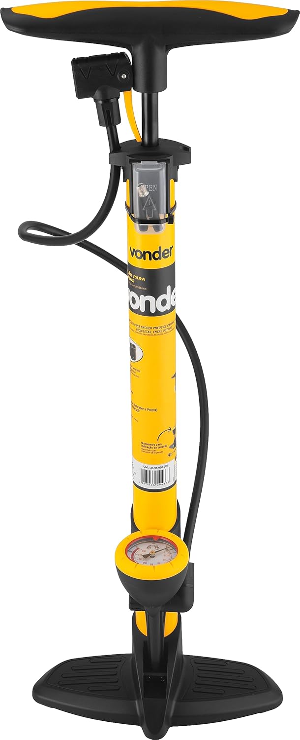 Bomba Para Encher Pneus Reforçada Com Manômetro Indica Pressão 60 cm VONDER