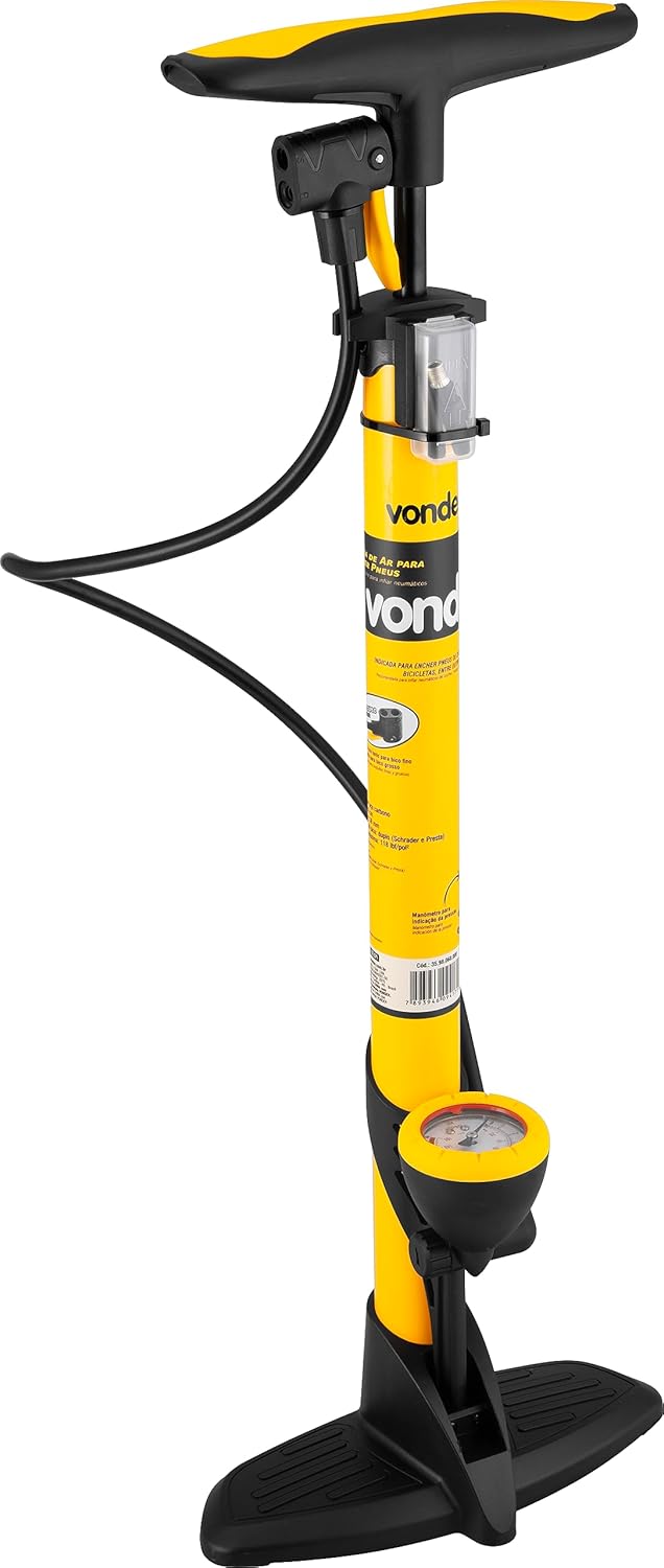 Bomba Para Encher Pneus Reforçada Com Manômetro Indica Pressão 60 cm VONDER