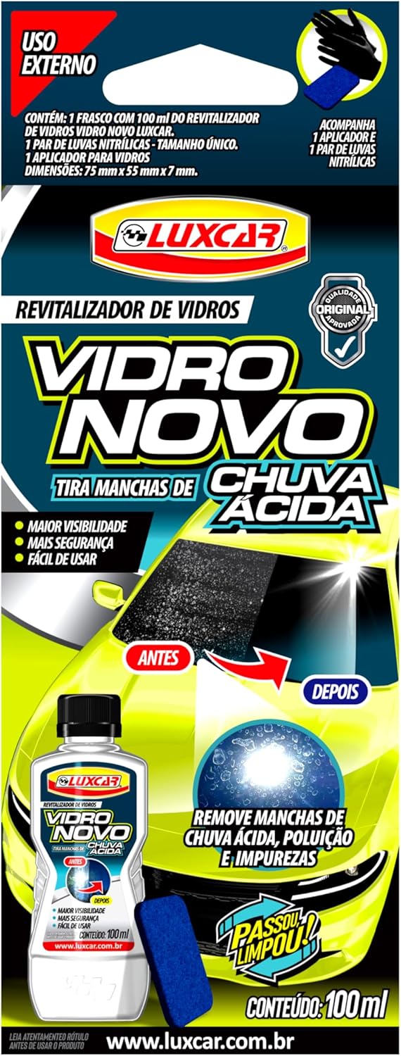 Removedor de Manchas de Chuva Ácida Vidro Novo - Luxcar