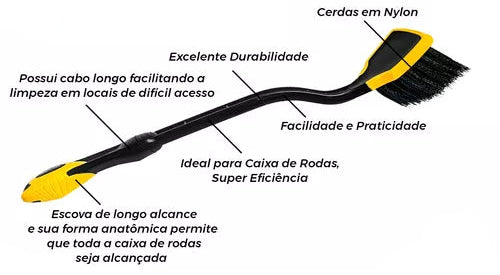 Escova longa para caixa de rodas automotiva - Vonder