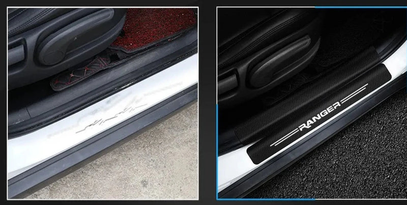 Soleira automotiva adesiva em nano carbono RANGER c/ 4 peças