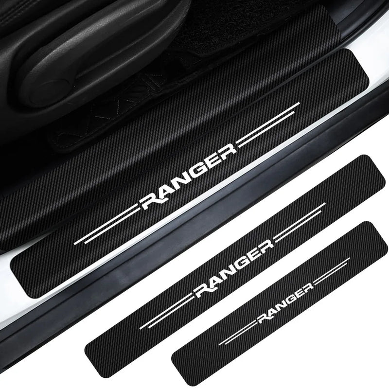 Soleira automotiva adesiva em nano carbono RANGER c/ 4 peças