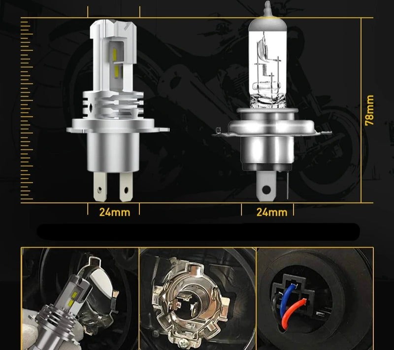 Lâmpada LED Automotiva AUXITO H4 com 6000k c/ 2 unidades