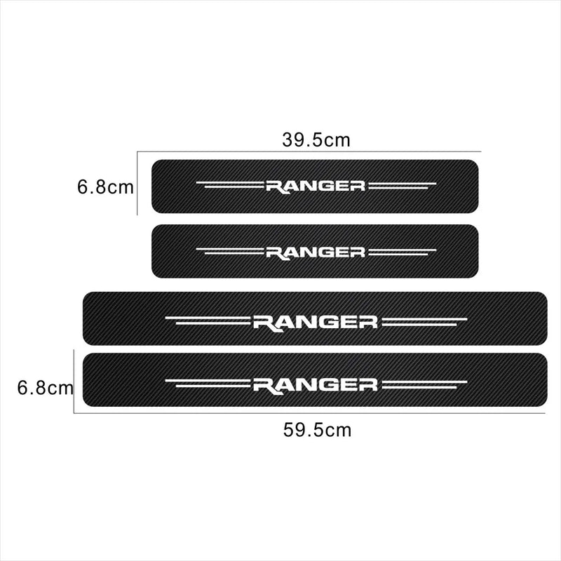 Soleira automotiva adesiva em nano carbono RANGER c/ 4 peças