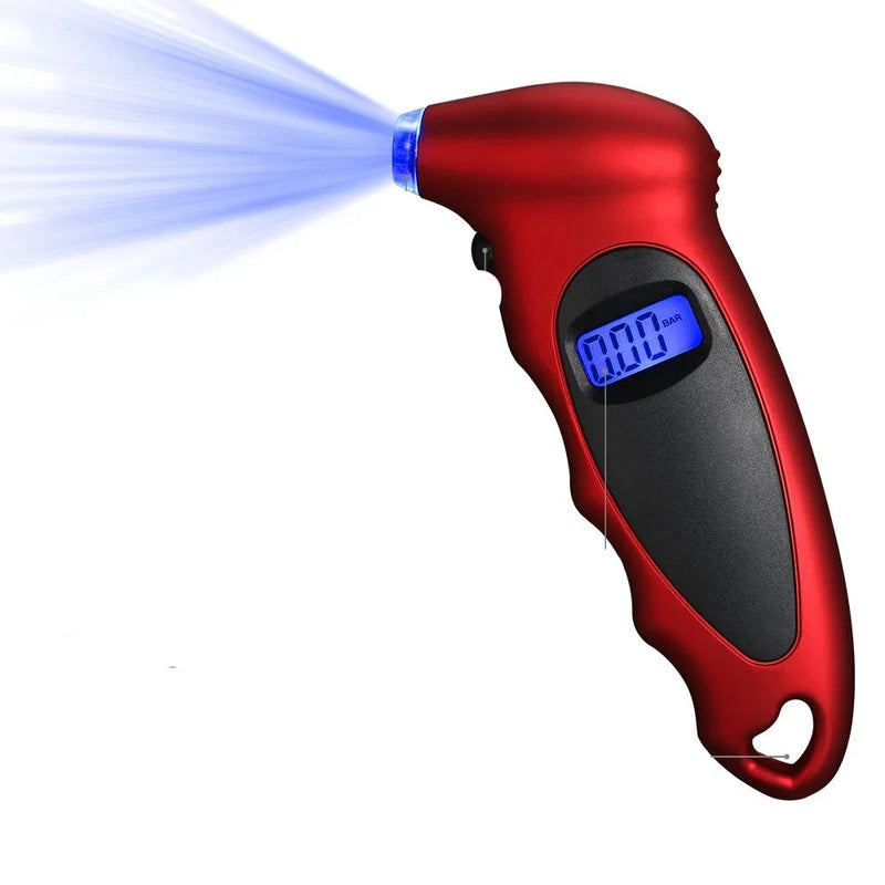 Medidor digital de pressão dos pneus com iluminação integrada e tela LCD