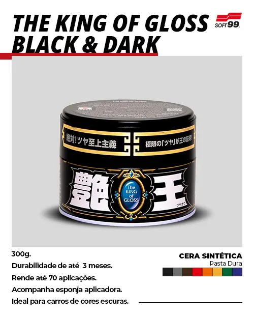 Cera Sintética The King of Gloss p/ cor escura - Soft 99